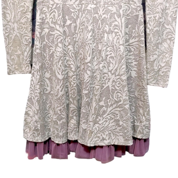 Free People Ivory Lace Long Sleeve Dress Purple Slip & Tulle Skirt Womens Size S - Picture 7 of 10